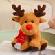thumbnail image 1 of Preciosos juguetes de peluche de reno de 30 cm, ciervo navideño kawaii con bufanda, muñecos rellenos de almohada suave para regalo de decoración navideña, 1 of 5