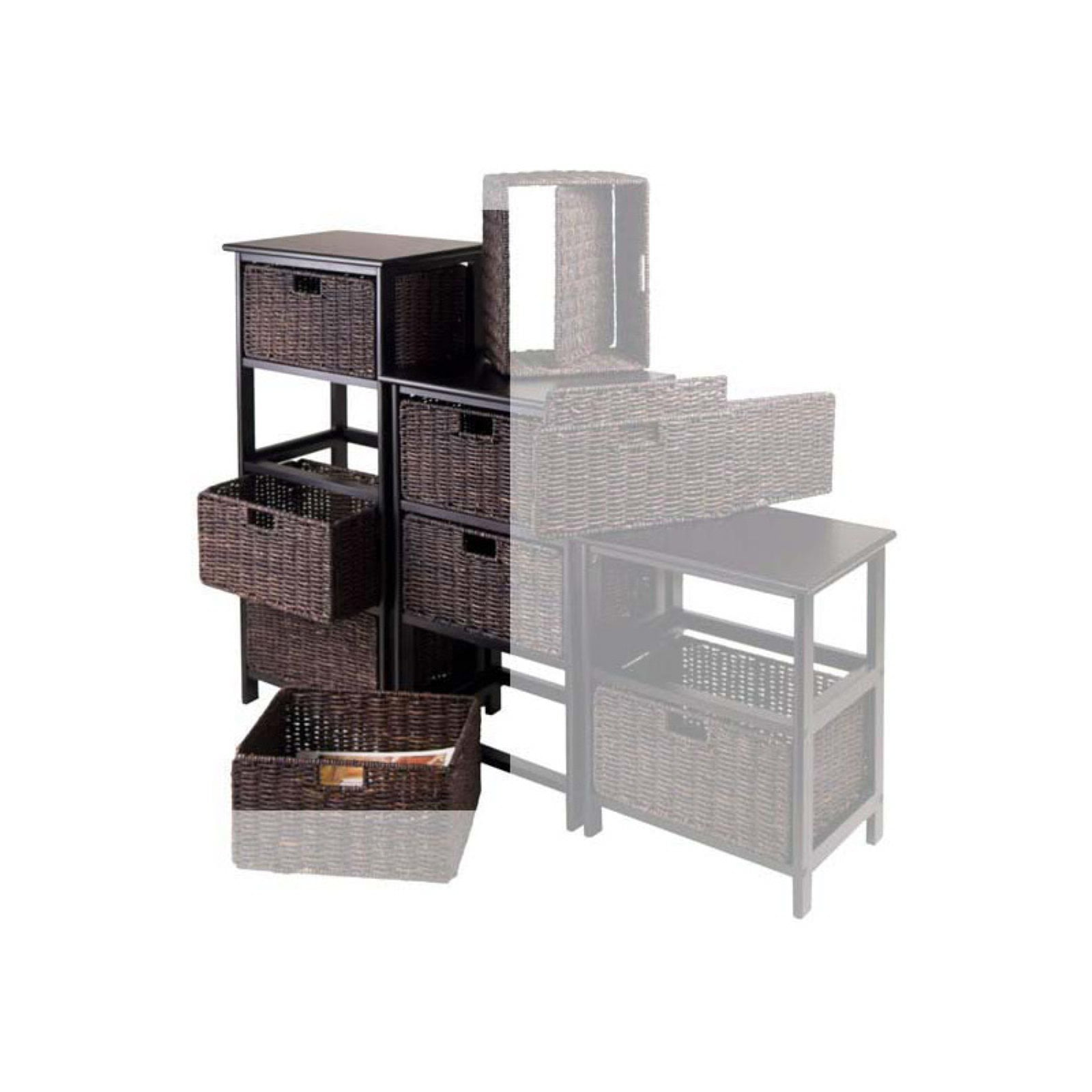 Winsome Wood Omaha Storage Rack With 4 Foldable Baskets Dark Winsome Wood Omaha Storage Rack With 4 Foldable Baskets Dark Espresso Chocolate Com