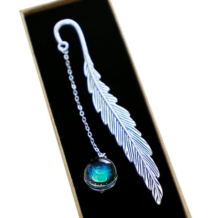 

Birthday Constellations Metal Feather Bookmark Luminous Pendant Is Practical Creatives Gift for Readers Student Friend Blue Capricornus