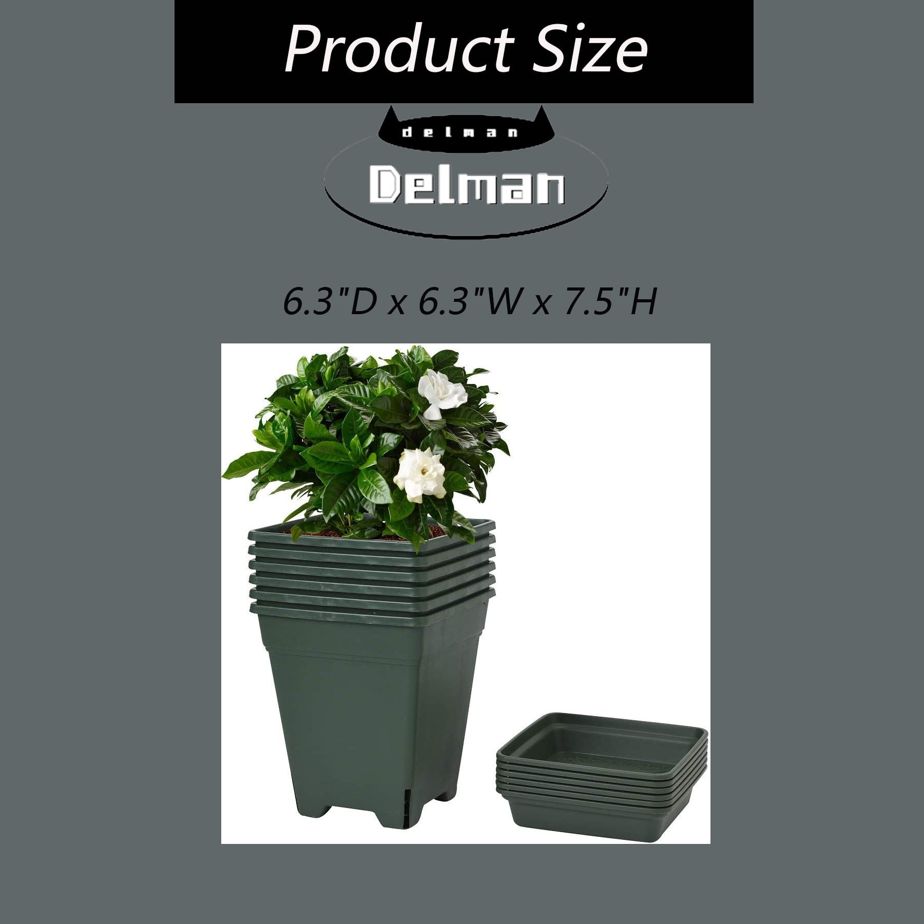 Square Nursery Pot with Saucers Garden Flower Pots Plant Container