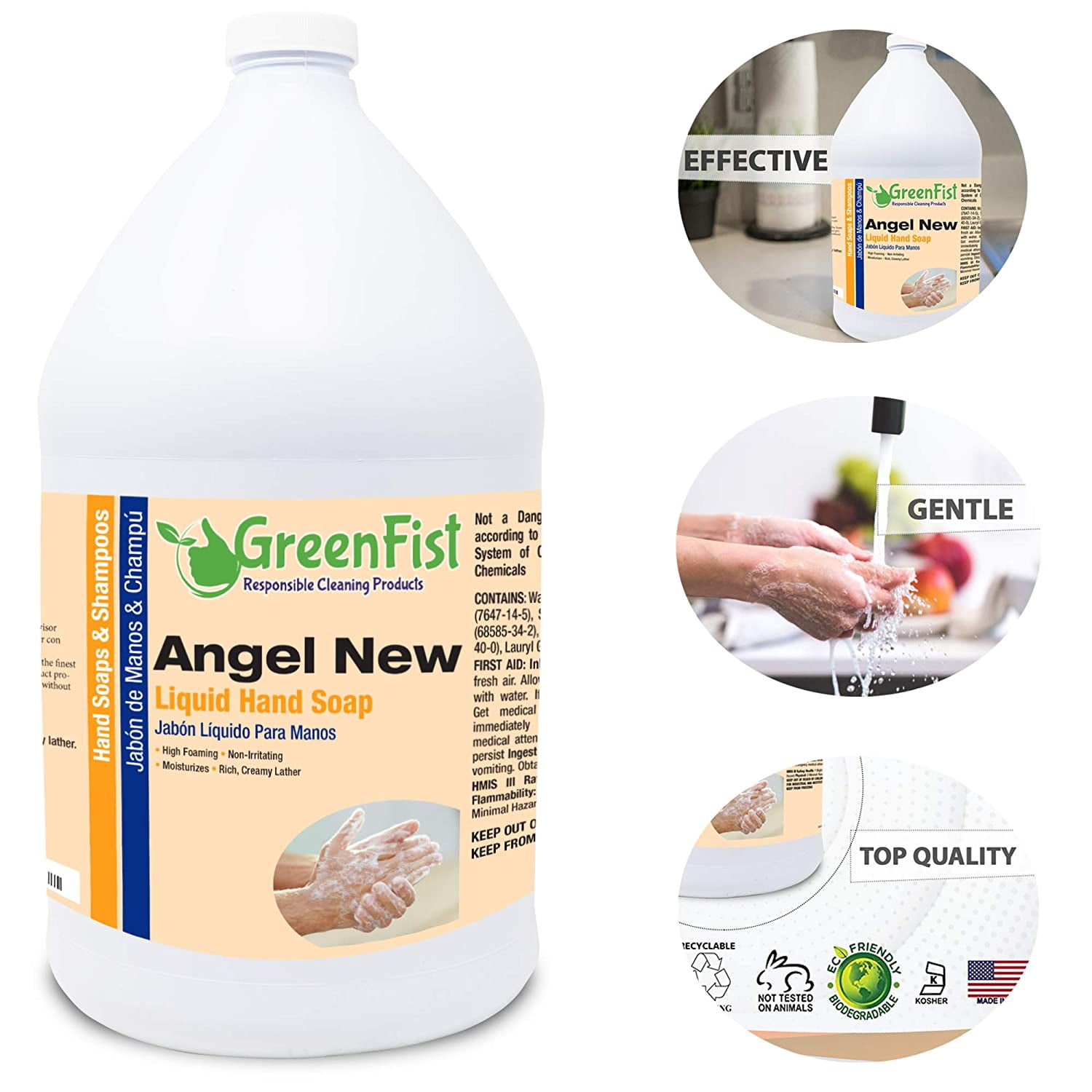 GreenFist Lotionized Hand Soap [ Liquid Gel Refill ] Made in USA, 128 Ounce (1 Gallon) (Citrus)