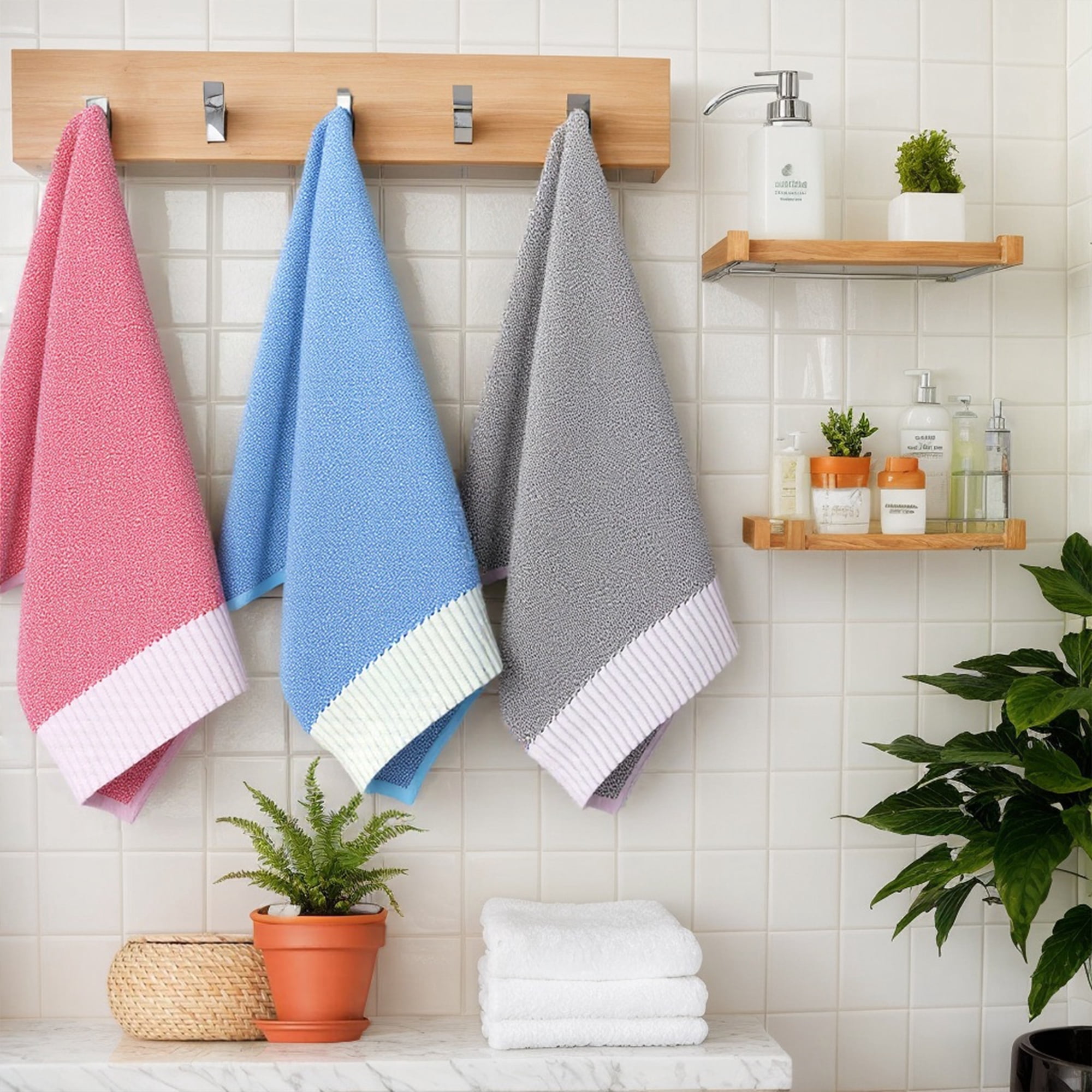 Unique Bargains Solid Hand Towels Soft Absorbent Blue 2-Pieces