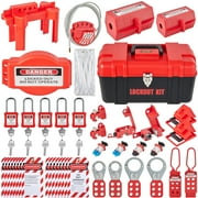 VEVOR 43 pcs Lockout Tagout Kits, Electrical Safety Loto Kit Includes Padlocks, 5 Kinds of Lockouts, Hasps, Tags & Ties, Box, Lockout Safety Tools for Electrical Risk Removal in Industrial, Machinery