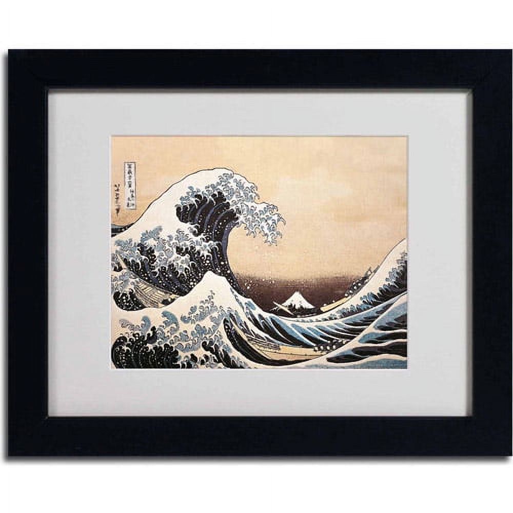 Trademark Fine Art "The Great Wave" Canvas Art by Katsushika Hokusai, Black Frame