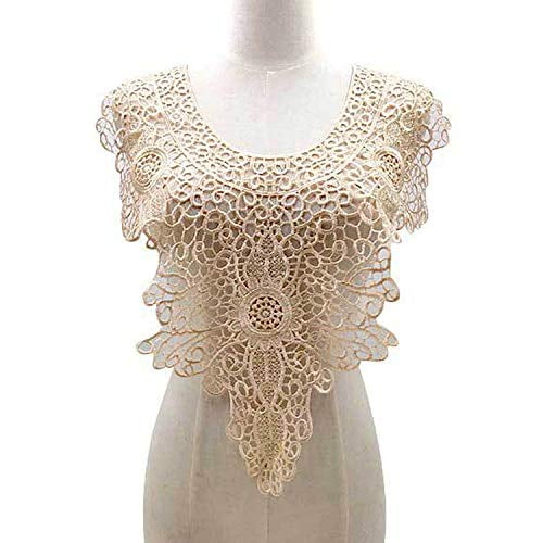 1 Pcs Large Water-Soluble Collar Hollow Fake Collar Embroidery Collar DIY Lace Accessories Embroidery Applique Garment Bra Decoration White 