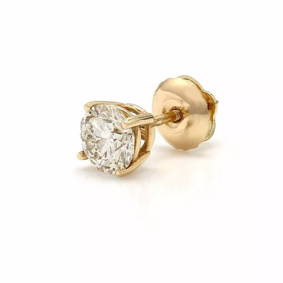 Men Single Stud Earring 14K Yellow Gold Finish 0.40C Round Lab Created Diamond