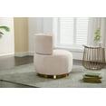thumbnail image 2 of 360-Degree Swivel Accent Armchair with Wide Upholstered Seat and Metal Base, Round Barrel Chairs in Fluffy Velvet Fabric for Living Room, Bedroom, Beige, 2 of 8