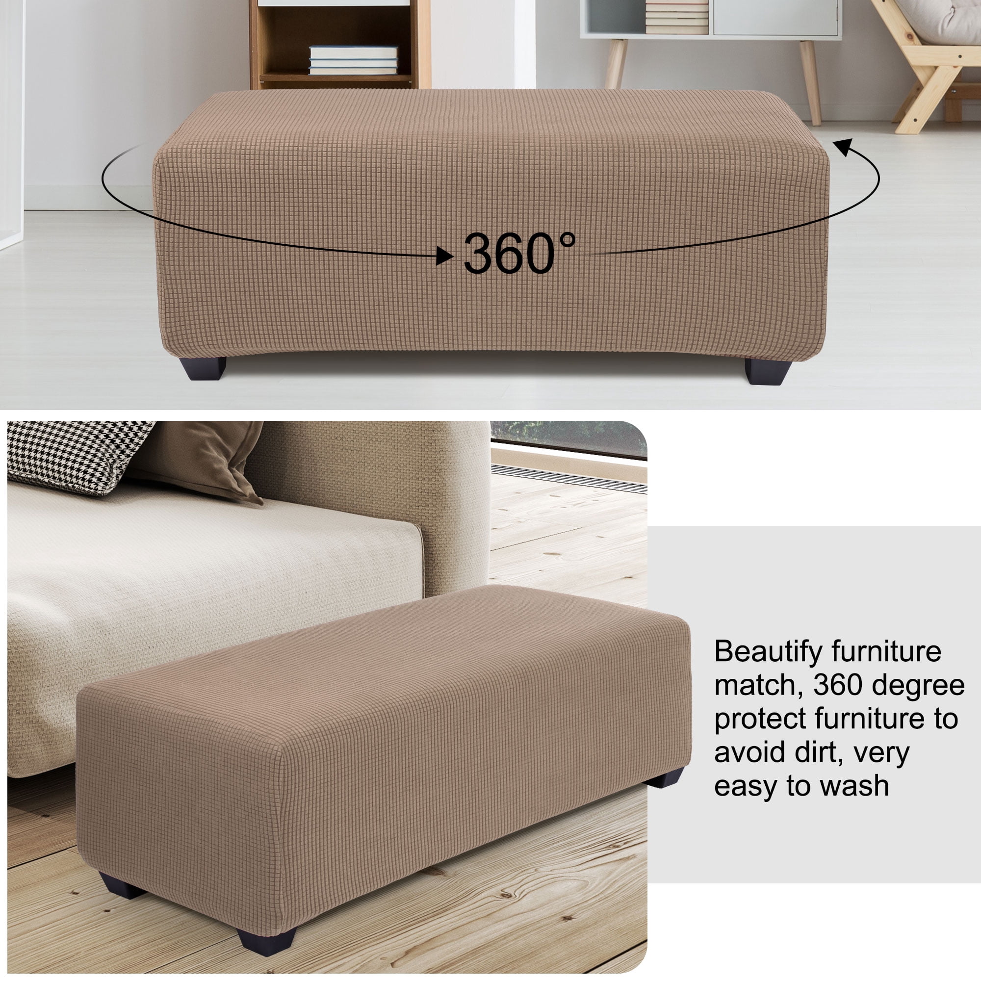 Unique Bargains Stretch Ottoman Cover Slipcover Furniture Covers Fallow Small