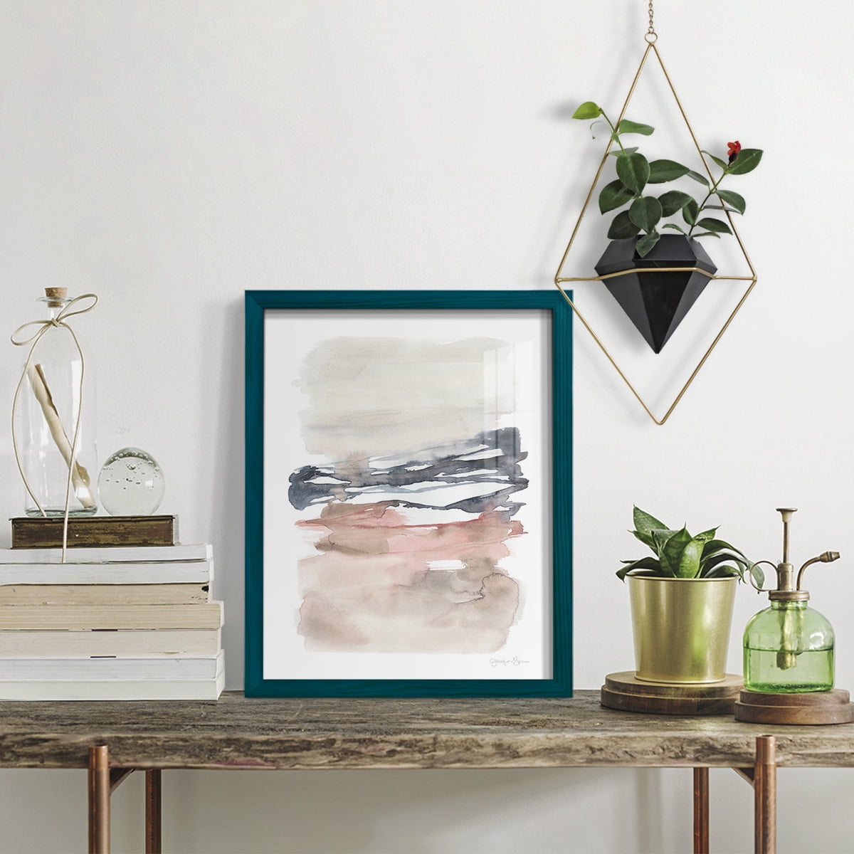 Tiered Horizon Line I -Framed Print w/glass-Ocean Blue