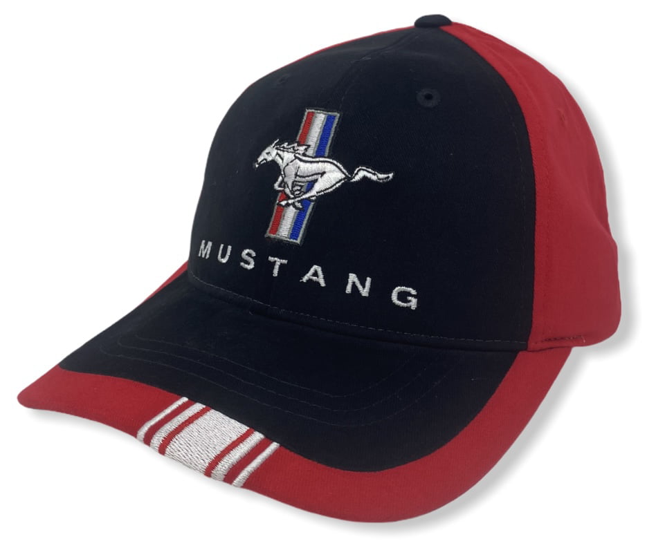 Ford Mustang Men's Official Licensed Embroidered Mesh Trucker Black/Red Hat Cap