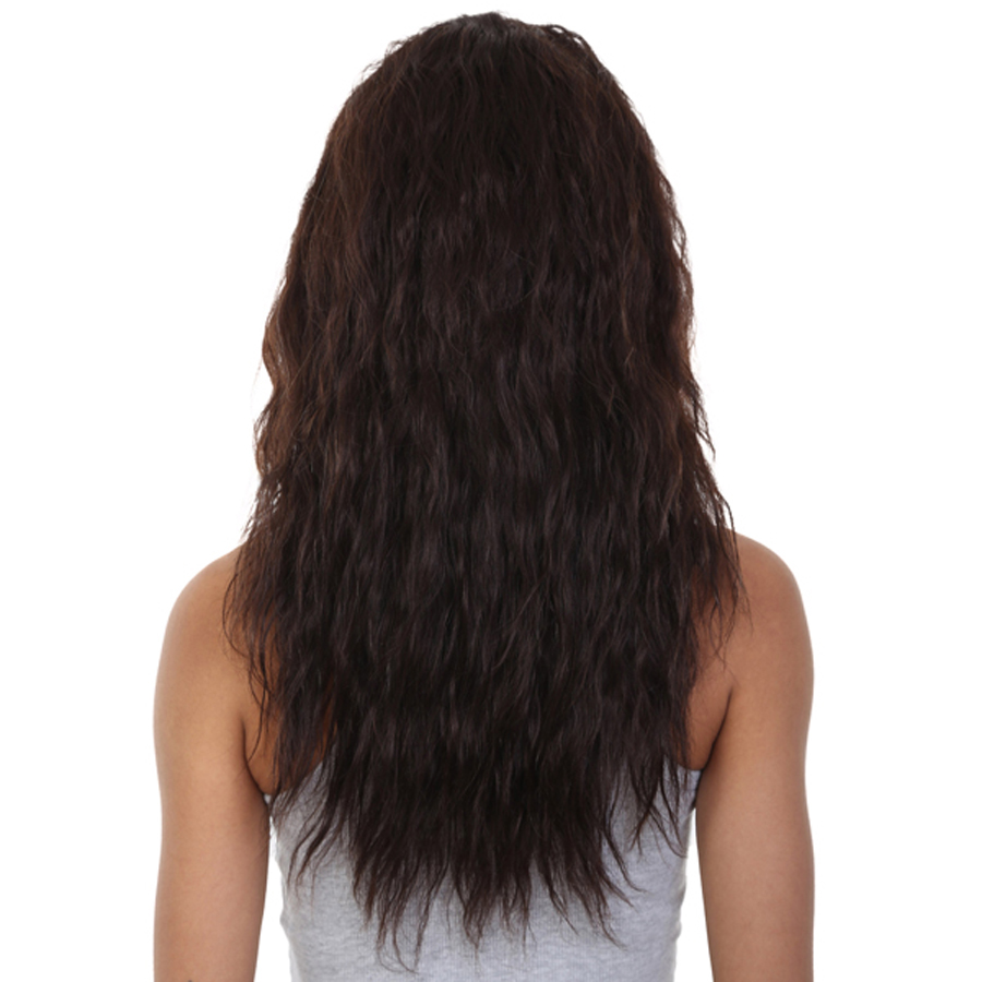 LUXLUXE Bianca 22-inches 100% Human Hair 3½"×13 HD Lace Wig, Heat Resistant Fiber, (Dark Brown)