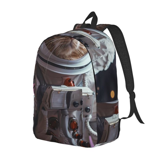 Easygdp Cat Astronaut In Space Mochila de Lona Resistente para Laptop, Compatible con Laptops de 15 a 17 pulgadas, Ideal para Escuela, Trabajo y Viajes-Small