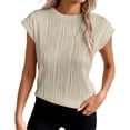 thumbnail image 2 of T Shirts for Women 2026 Summer Short Sleeve Crewneck Jacquard Loose Dressy Casual Tshirt Blouse, 2 of 6