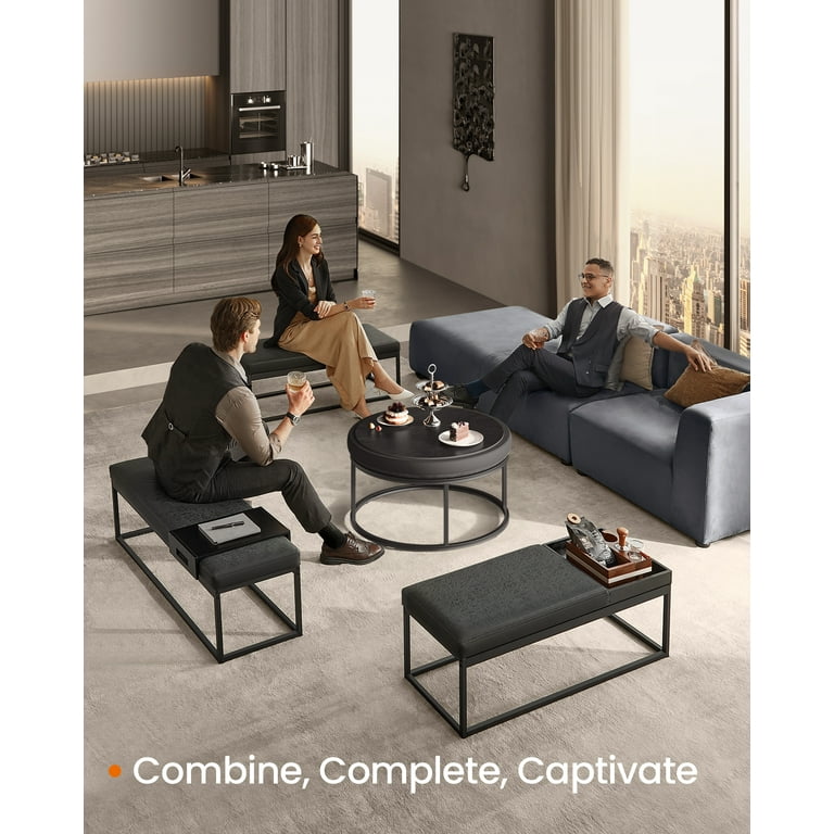 Black footstool coffee table discount