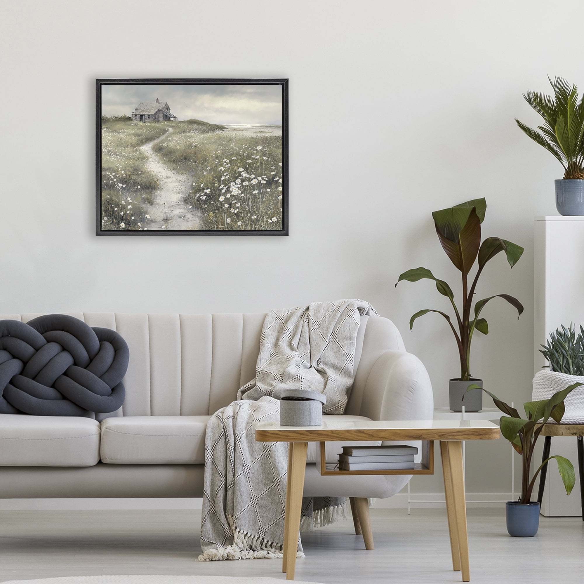 Stupell Industries Pathway To Coastal Cottage Black Framed Floater Canvas Wall Art, design by Imagine It Images