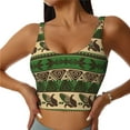 thumbnail image 2 of Uemuo Dark Green Vintage Corn Pattern Pattern Women's Sports Bra - High Impact Support, Breathable, and Comfortable Athletic Bra for Running, Yoga, and Workouts, 2 of 9