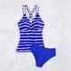 thumbnail image 5 of Conjunto de Bikini de Cintura Alta Impreso Cuello en V Correa Ajustado Traje de Baño de una Pieza con Lado Dividido, Traje de Baño Sexy para las Mujeres Playa Piscina Verano, 5 of 9