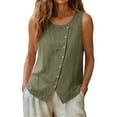 thumbnail image 6 of Womens Cotton Linen Tank Tops, Sleeveless Shirts for Women Summer Casual Lightweight Crewneck Dressy Blouses with Buttons Mothers Gifts, 6 of 6