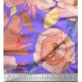 thumbnail image 1 of Soimoi Purple polyester Crepe Fabric Leaves & Floral Decor Fabric Printed BTY 52 Inch Wide, 1 of 3
