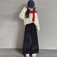 thumbnail image 5 of KAUOD Girls Fleece Lined Sweatpants Wide Leg Baggy Trendy Joggers Pants Teen Kid Winter Casual Oversized Athletic Pant, 5 of 7