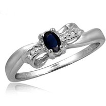 JewelersClub Sappahire Ring Birthstone Jewelry – 0.33 Carat Sappahire 0.925 Sterling Silver Ring Jewelry with White Diamond Accent– Gemstone Rings with Hypoallergenic 0.925 Sterling Silver