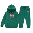 thumbnail image 3 of HAYIMI Children Long Sleeve Outfit Sets Sweatshirt Tops Hoodie Trousers Pants Sets Casual Hooded Printed Trouser Suit With Bowknot Easy to Mix Match, 3 of 3