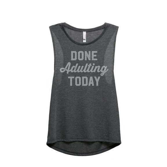 Done Adulting Today Women's Fashion Sleeveless Muscle Workout Yoga Tank Top Charcoal Grey Medium