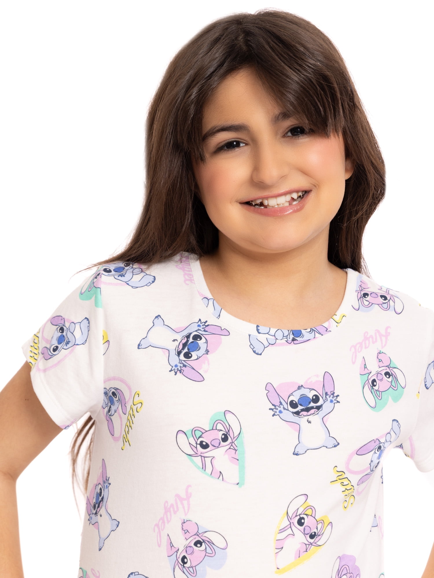 Stitch Girls Allover Print Dress with Short Sleeves, Sizes 4-12