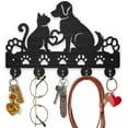 thumbnail image 1 of Colgador de llaves para pared con forma de gato y perro, 11,8 x 7,8 pulgadas, con forma de huella de pata de animal, con forma de corazón, para montar en la pared con 5 ganchos de aleación., 1 of 9