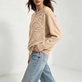thumbnail image 7 of Byworldtasic Women's Flower Sweater Crew Neck Long Sleeve Drop Shoulder Pullover Tops Fall Winter Casual Loose Fit Tops, 7 of 7