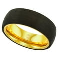 thumbnail image 1 of 8mm Tungsten Ring Domed Wedding Band Brushed Carbon Fiber Overlay Gold Plated Inside Comfort fit size 12, 1 of 2