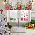 thumbnail image 5 of Christmas Poinsettia Curtain Valances for Windows, Kitchen Valance Window Treatments Panel 2 Pack, Xmas Birds Berries Eucalyptus Botanical Rod Pocket Short Curtains for Bathroom Bedroom 54 x 18 Inch, 5 of 8