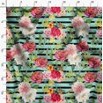 thumbnail image 3 of Soimoi Green Poly Georgette Fabric Stripe & Grandiflora Roses Floral Printed Fabric 1 Yard 52 Inch Wide, 3 of 4