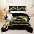 thumbnail image 2 of Castle Fairy Camo Flag Twin Bass King Size Comforter Sets 3pcs,Patriotic Fishing Wildlife Print Comforters King Size,Olive Black,Black Reversible,1 Comforter and 2 Pillowcases, 2 of 6