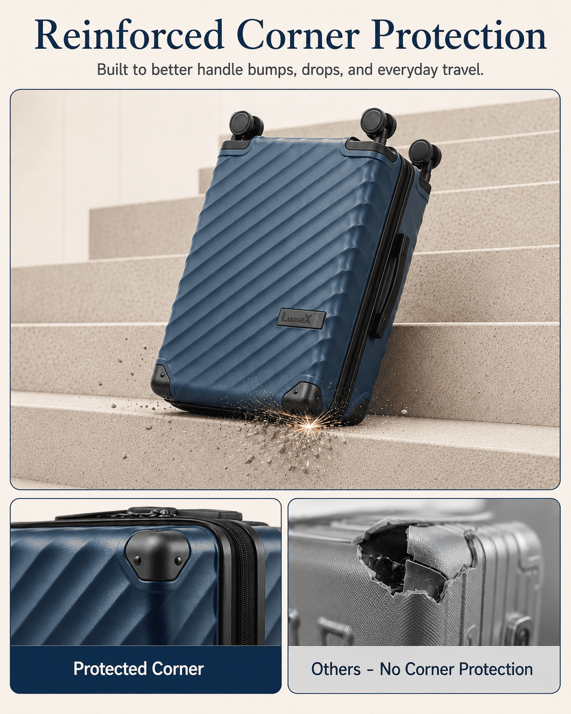 20" Carry-on Polycarbonate Expandable Hardshell Luggage,Navy