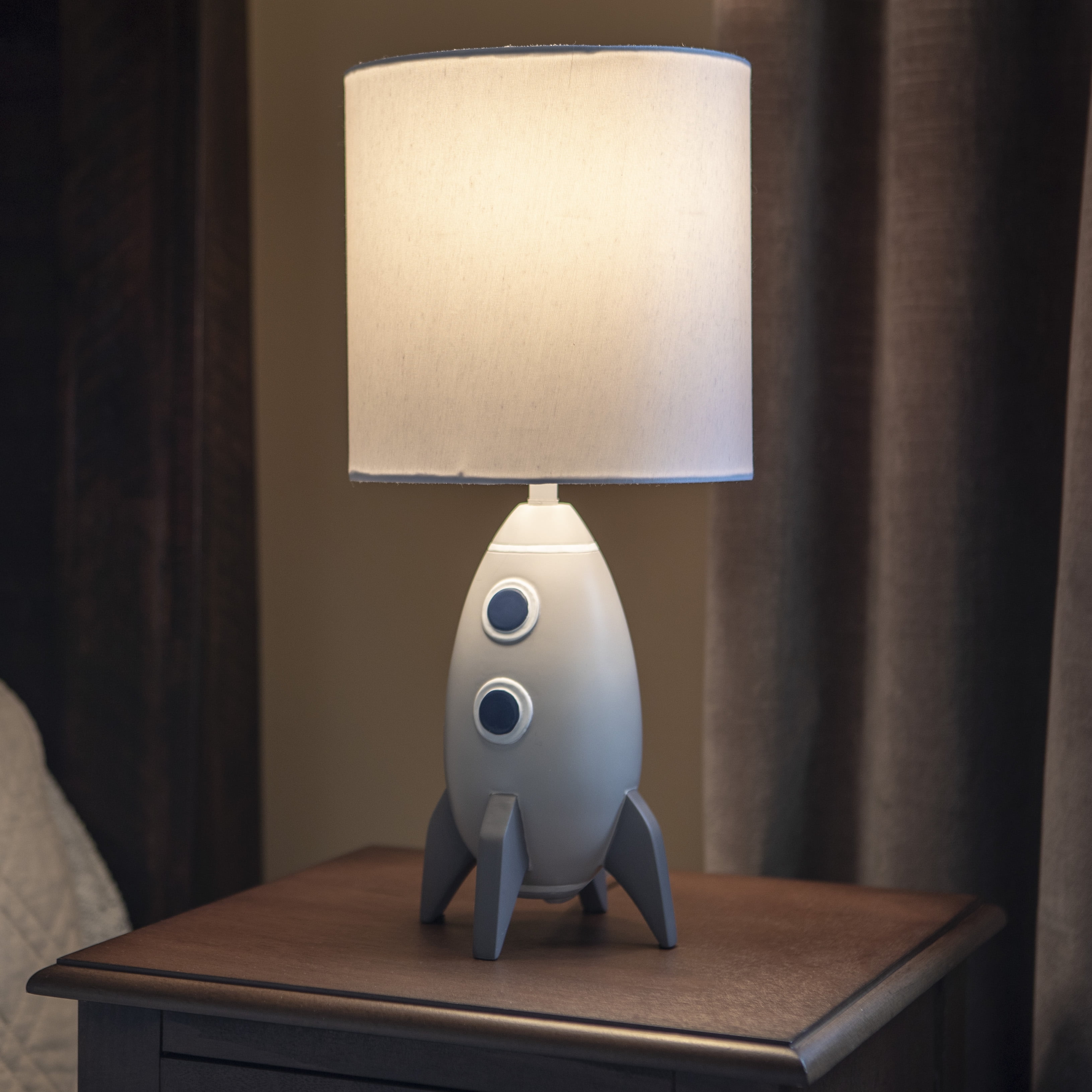 Space Lamp Night Light Lampshade Rocket Bedside Table Desk Boys Bedroom Nursery 