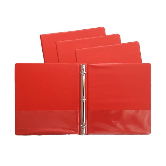 Orange Vinyl Standard 3-Ring Binders, 1-Inch, for 8.5" x 11" Sheets, with Inside Pockets, 4-Pack