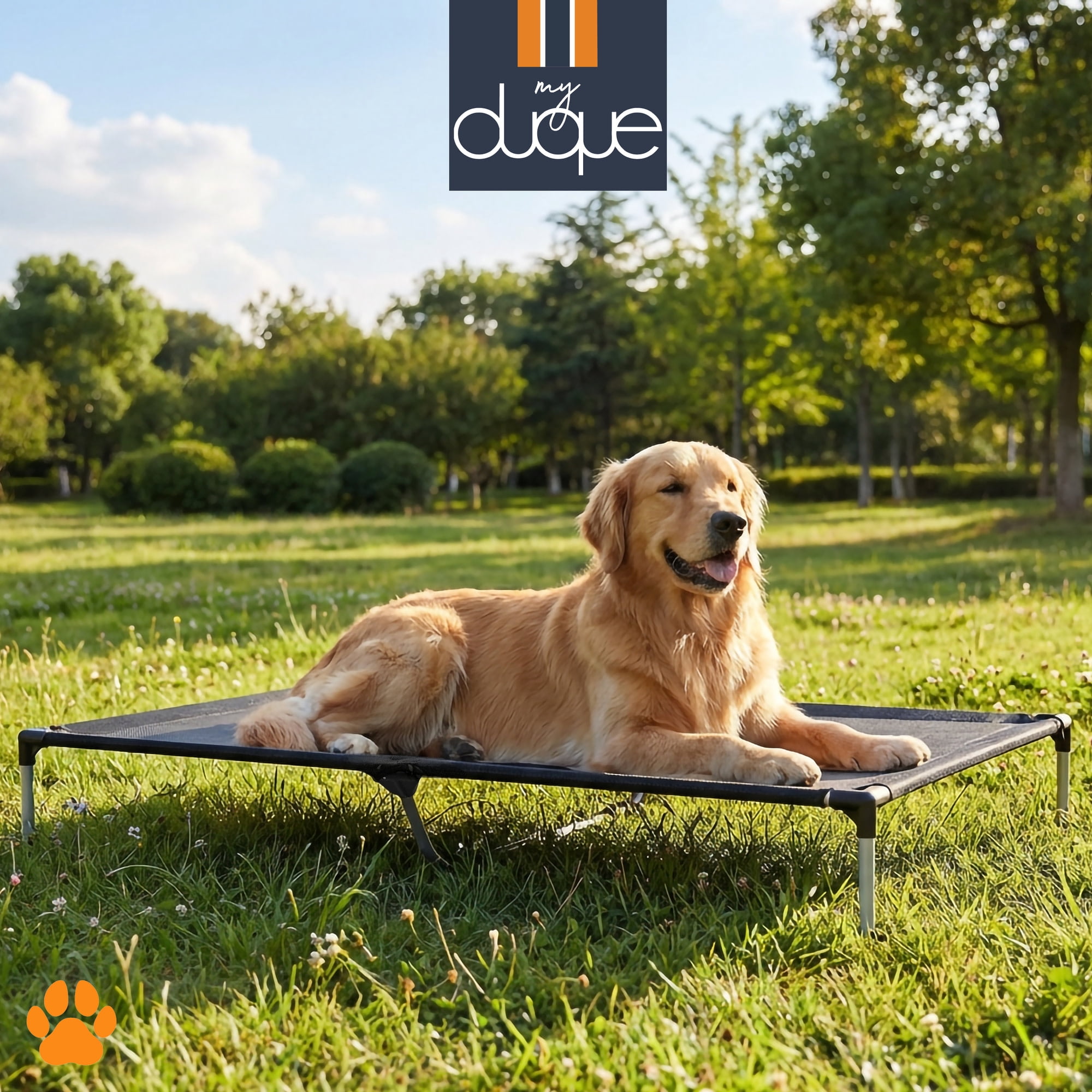 My Duque: COOLA Pet Bed - XLarge - Black, 51 x 34.5" Dog Lounger, Breathable Mesh Fabric, Elevated Structure For Joints, Steel Frame, Animal 119lb Cap