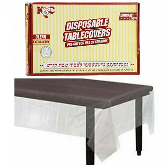 Disposable Clear Plastic Table Cover Medium Plastic Party Supplies Tablecloth (66 x 140 - 12ct)