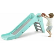 HOMFY Kid Slide, Toddler Play Climber Slide Set w/ Basketball Hoop for Indoor Backyard, Blue