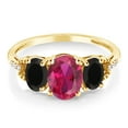 thumbnail image 2 of Gem Stone King 2.34 Ct Oval Red Created Ruby Black Onyx 10K Yellow Gold Ring (Size 9), 2 of 4