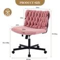thumbnail image 2 of Home Office Desk Chair with Wheels, Wide Seat Criss Cross Design, Armless Swivel Makeup Vanity Chair, Modern Cross Legged Task Chair for Computer, Home Office & Study, 2 of 7