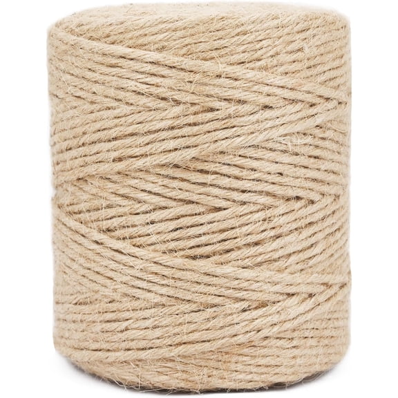 Natural Jute Twine Rope, 500ft x 1/8 inch, 6-Ply Heavy Duty for Crafts, Gardening, Gift Wrapping, Packing,Rustic Decoration