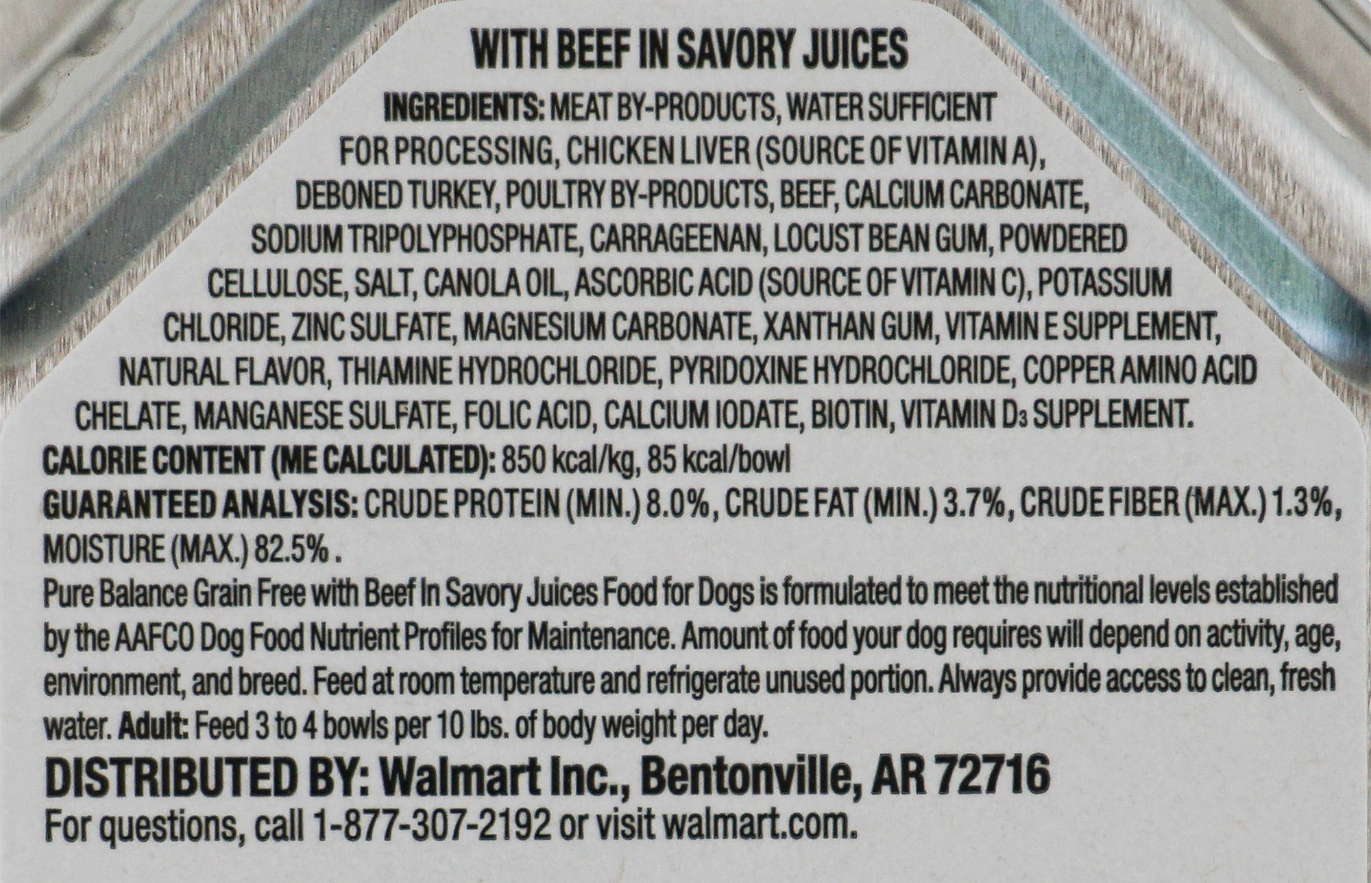 (3 pack) Pure Balance Grain Free With Beef in Savory Juices Wet Dog Food, 3.5 oz