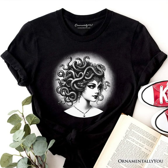 Medusa Spooky Portrait T-Shirt, Horror Villain Theme Halloween Tee