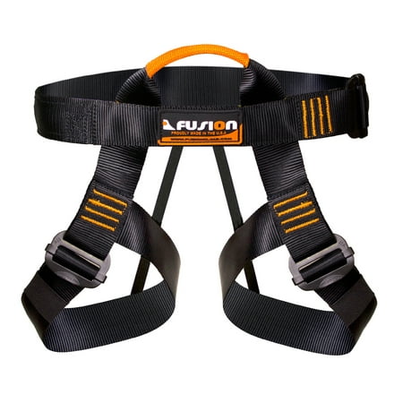 Fusion Climb Centaur Half Body Harness Black M-XL with Elastic Strap for Climbing Gym & Rope (Best Tower Climbing Harness)