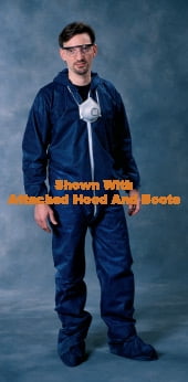 Radnor Large Blue Spunbond Polypropylene Disposable Coveralls With Front Zipper Closure by Radnor