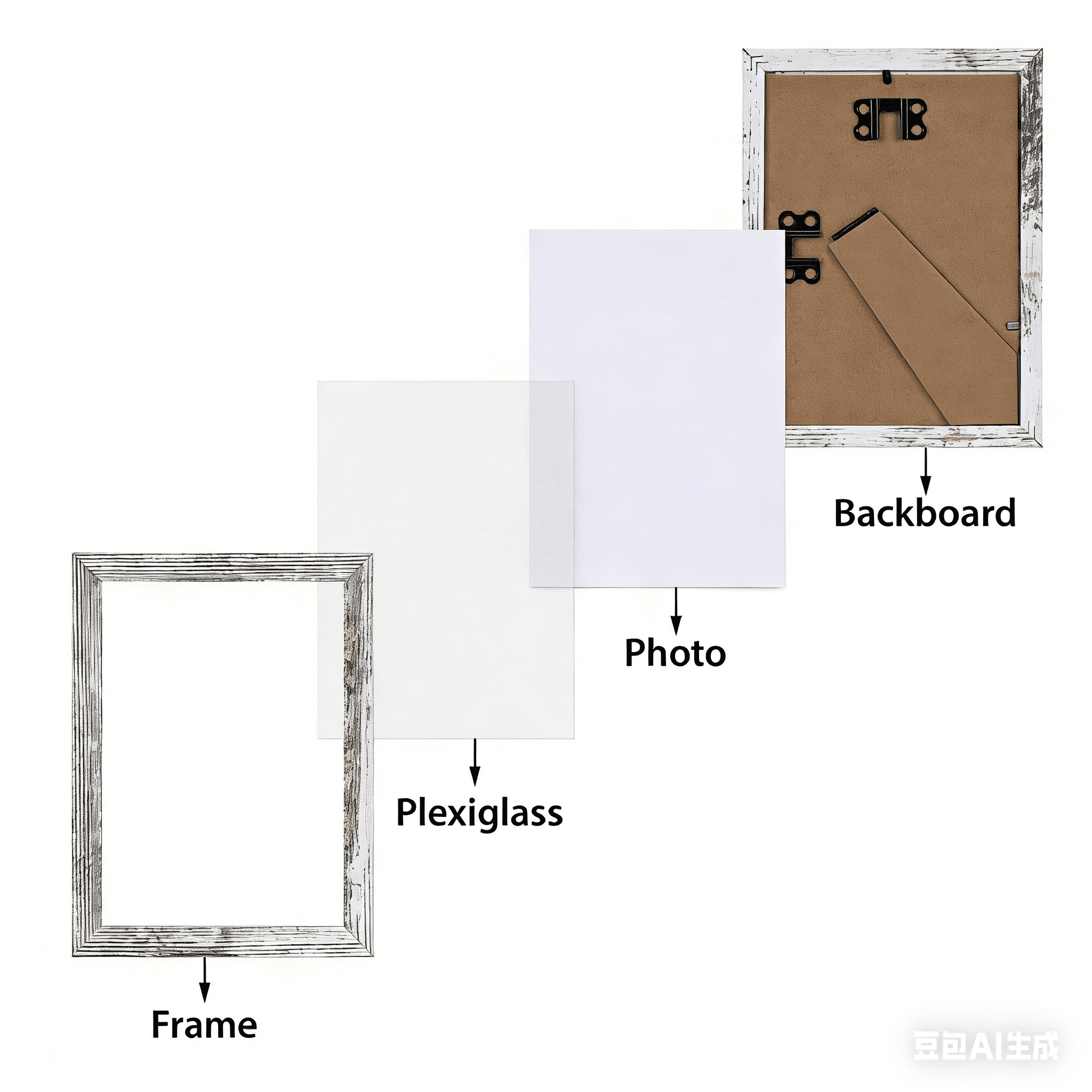 5x7 Picture Frame Set of 15, Distressed White Farmhouse Photo Frame