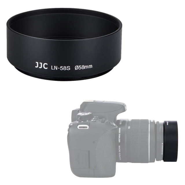 Parasol de lente JJC de aluminio estándar de 58 mm para lentes Canon Nikon