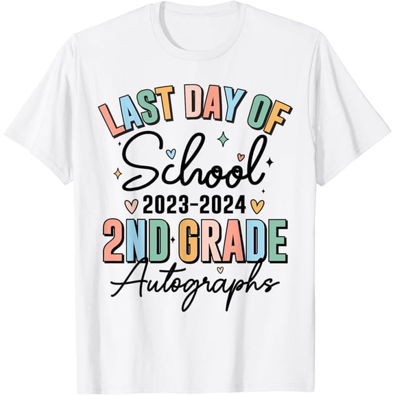 Last Day of School Autograph 2nd Grade Graduation Boys Girls T-Shirt